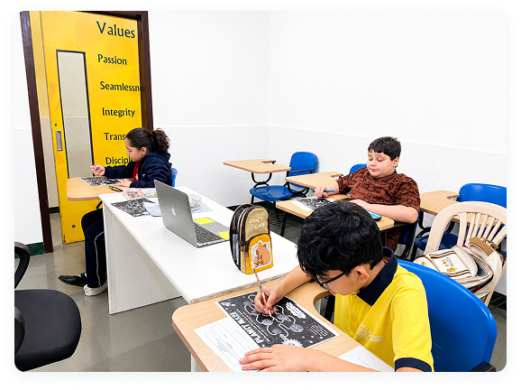 Students working on vocational activities in class